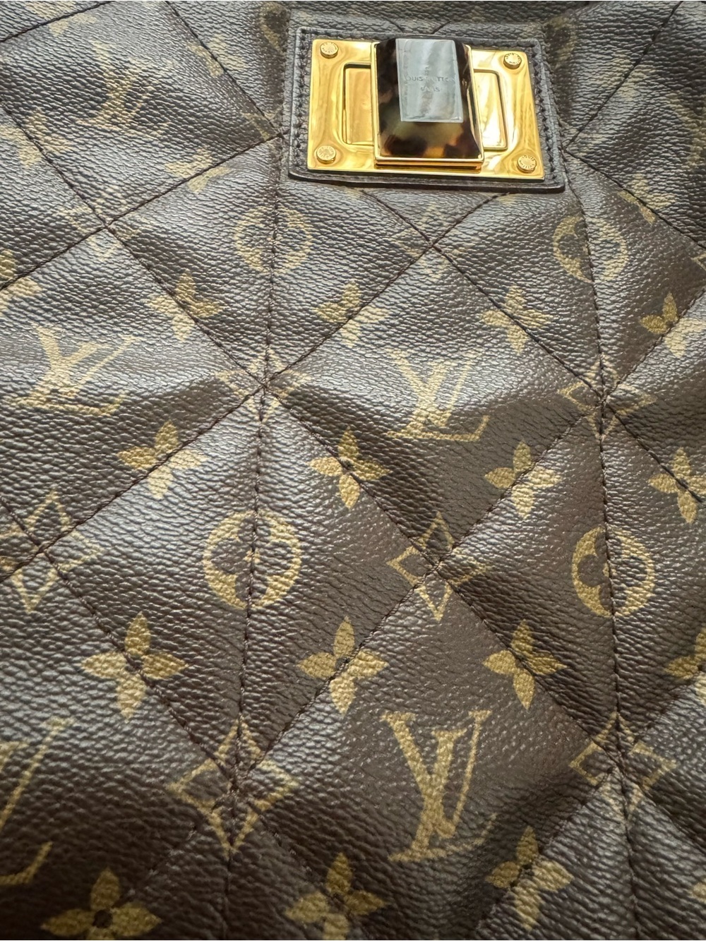 AUTHENTIC Louis Vuitton Monogram Quilted Satchel with Burgundy Handles - Picture 11 of 12